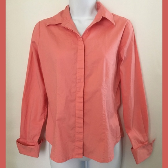NWOT Button Down Peach Long Sleeves Shirt for Women - Picture 1 of 4